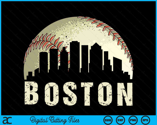 Vintage Boston Cityscape Baseball Lover SVG PNG Cutting Printable Files