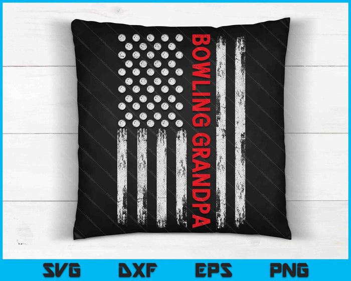 Vintage Bowling Grandpa USA Flag SVG PNG Digital Printable Files