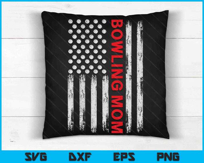 Vintage Bowling Mom USA Flag SVG PNG Digital Printable Files Vintage Bowling Mom USA Flag SVG PNG Digital Printable Files