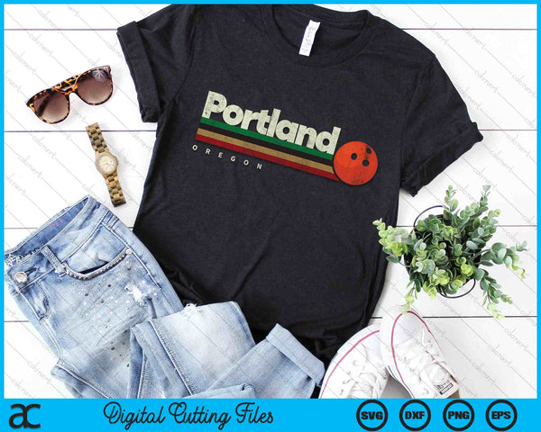 Vintage Bowling Portland City Bowling Retro Stripes SVG PNG Digital Cutting File
