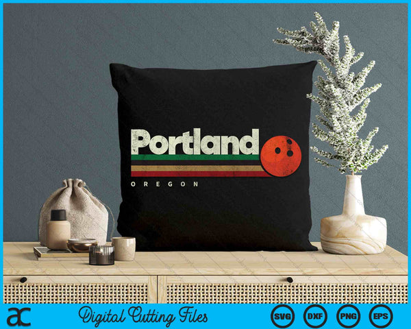 Vintage Bowling Portland City Bowling Retro Stripes SVG PNG Digital Cutting File
