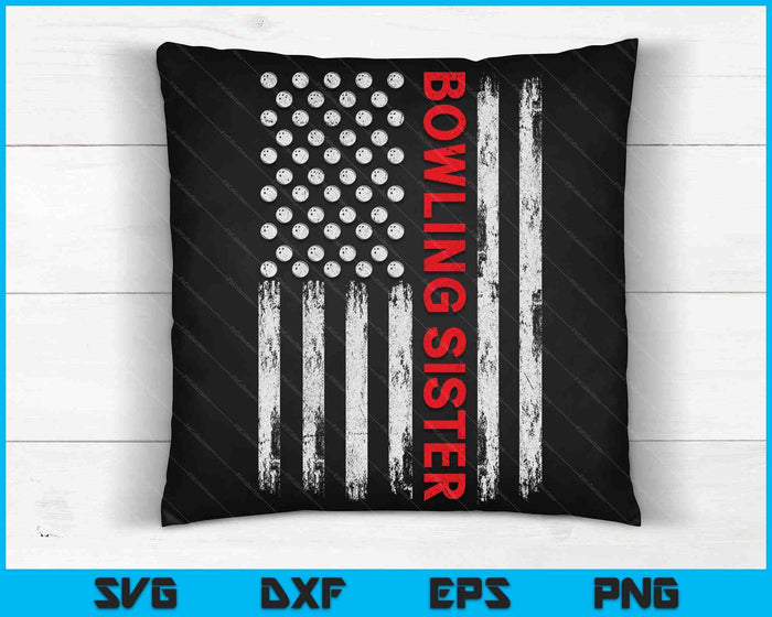 Vintage Bowling Sister USA Flag SVG PNG Digital Printable Files Vintage Bowling Sister USA Flag SVG PNG Digital Printable Files