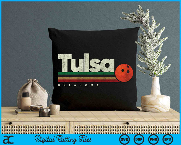 Vintage Bowling Tulsa City Bowling Retro Stripes SVG PNG Digital Cutting File