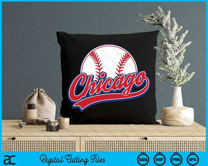 Vintage Chicaga Cityscape Baseball SVG PNG Digital Cutting Files Vintage Chicaga Cityscape Baseball SVG PNG Digital Cutting Files