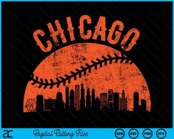 Vintage Chicago City honkbal SVG PNG digitale snijbestanden