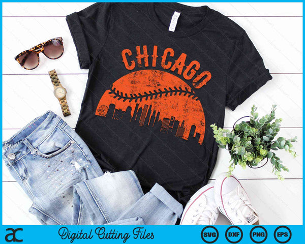 Vintage Chicago City honkbal SVG PNG digitale snijbestanden