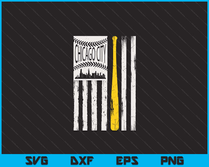 Vintage Chicago City Baseball Flag  Patriotic Baseball SVG PNG Cutting Printable Files Vintage Chicago City Baseball Flag  Patriotic Baseball SVG PNG Cutting Printable Files