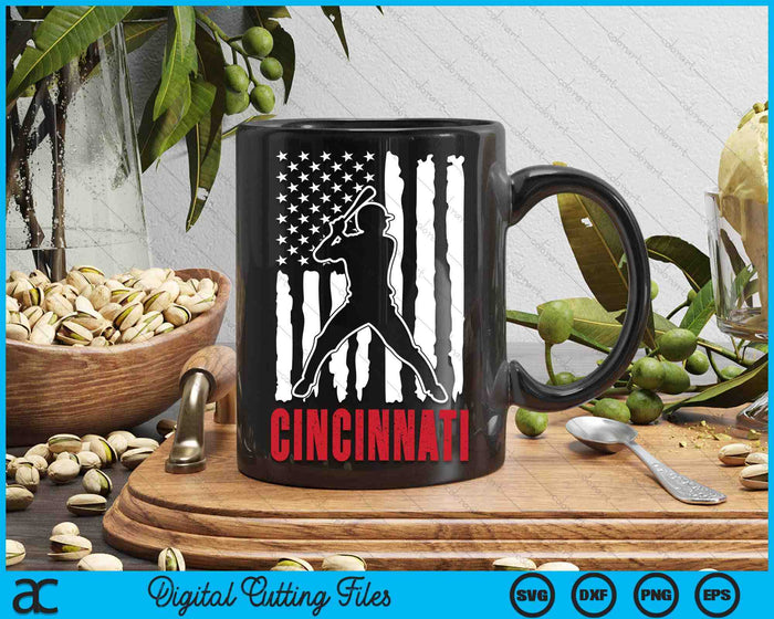 Vintage Cincinnati American Flag Distressed Baseball SVG PNG Digital Cutting Files Vintage Cincinnati American Flag Distressed Baseball SVG PNG Digital Cutting Files