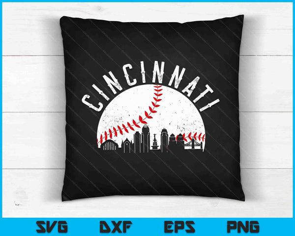 Cincinnati Cityscape Baseball Lover SVG PNG Archivos de corte digital