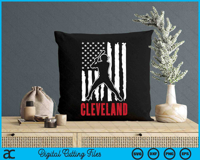 Vintage Cleveland American Flag Distressed Baseball SVG PNG Digital Cutting Files Vintage Cleveland American Flag Distressed Baseball SVG PNG Digital Cutting Files