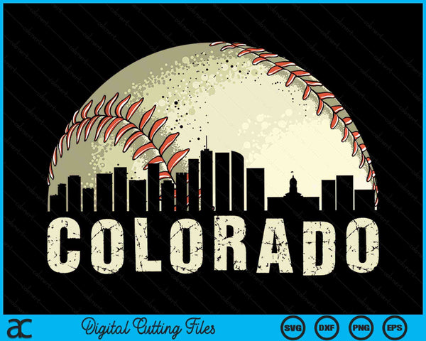 Vintage Colorado Cityscape Baseball Lover SVG PNG Digital Cutting Files