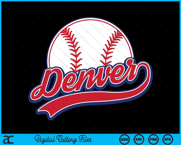 Vintage Denver Cityscape Baseball SVG PNG Digital Cutting Files