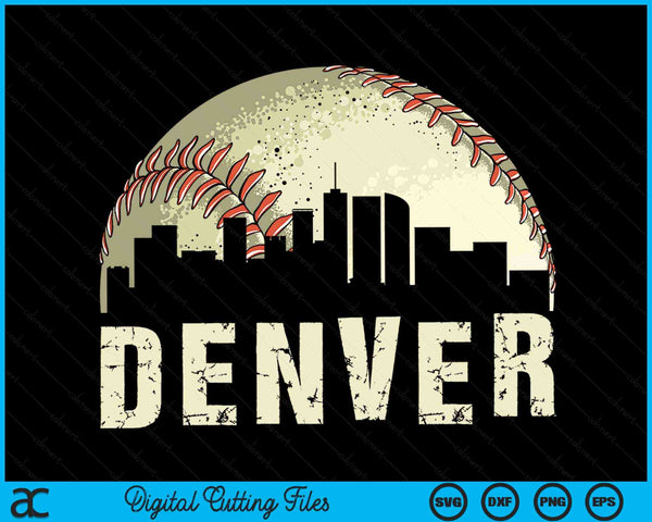 Vintage Denver Cityscape Baseball Lover SVG PNG Digital Cutting Files