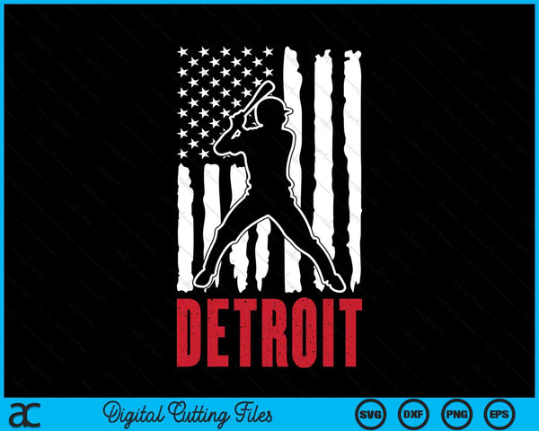 Vintage Detroit American Flag Distressed Baseball SVG PNG Digital Cutting Files