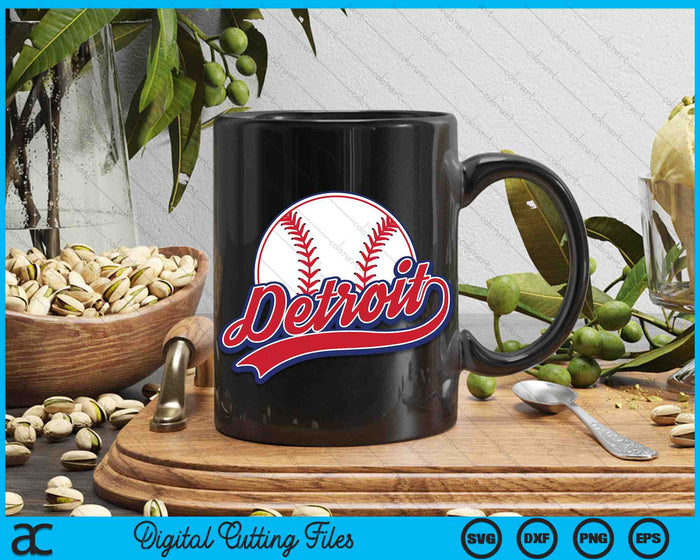 Vintage Detroit Cityscape Baseball SVG PNG Digital Cutting Files
