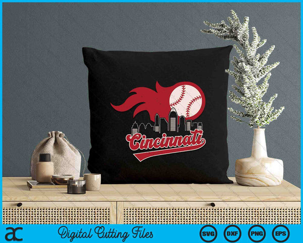 Vintage Distressed Cincinnati Baseball Lovers SVG PNG Digital Printable Files
