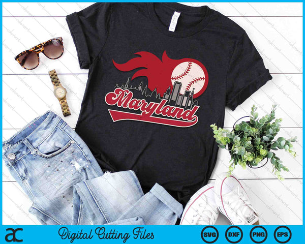 Vintage Distressed Maryland Baseball Lovers SVG PNG Digital Printable Files