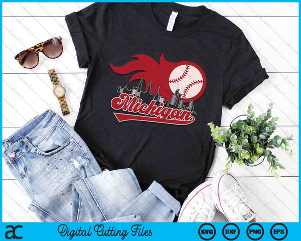 Vintage Distressed Michigan Baseball Lovers SVG PNG Digital Printable Files