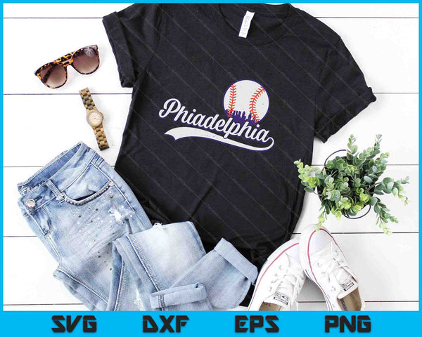 Vintage angustiado Filadelfia amantes del béisbol SVG PNG cortando archivos imprimibles