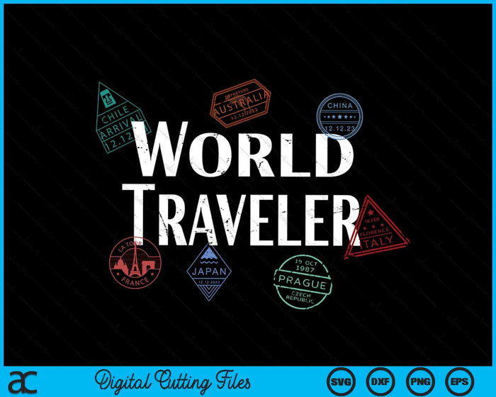 Vintage Distressed World Traveler Passport Stamp SVG PNG Digital Printable Files Vintage Distressed World Traveler Passport Stamp SVG PNG Digital Printable Files