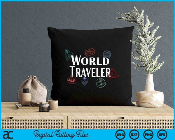 Vintage Distressed World Traveler Passport Stamp SVG PNG Digital Printable Files