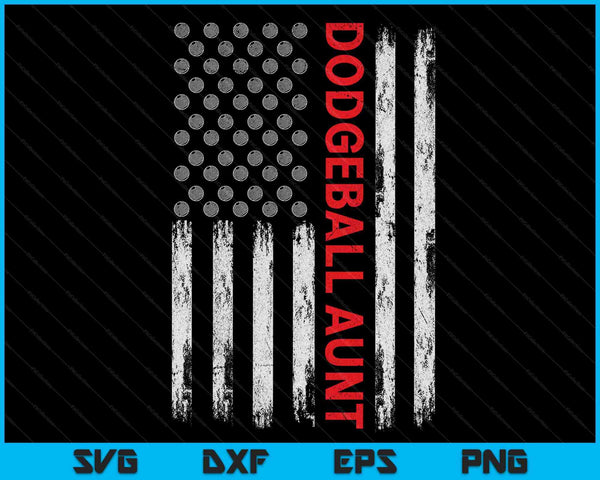 Vintage Dodgeball Aunt USA Flag SVG PNG Digital Printable Files