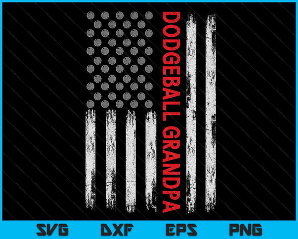 Vintage Dodgeball Grandpa USA Flag SVG PNG Digital Printable Files