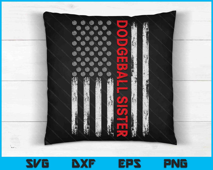 Vintage Dodgeball Sister USA Flag SVG PNG Digital Printable Files Vintage Dodgeball Sister USA Flag SVG PNG Digital Printable Files