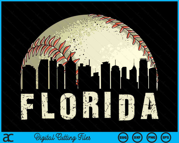Vintage Florida Cityscape Baseball Lover SVG PNG Cutting Printable Files