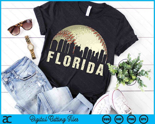 Vintage Florida Cityscape Baseball Lover SVG PNG Cutting Printable Files