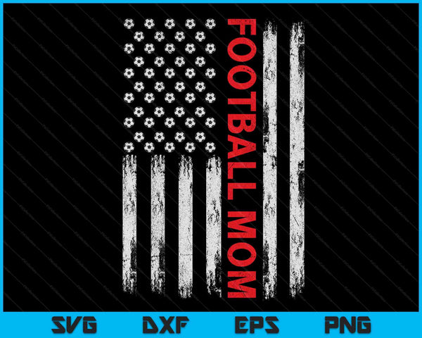 Vintage Football Mom USA Flag SVG PNG Digital Printable Files