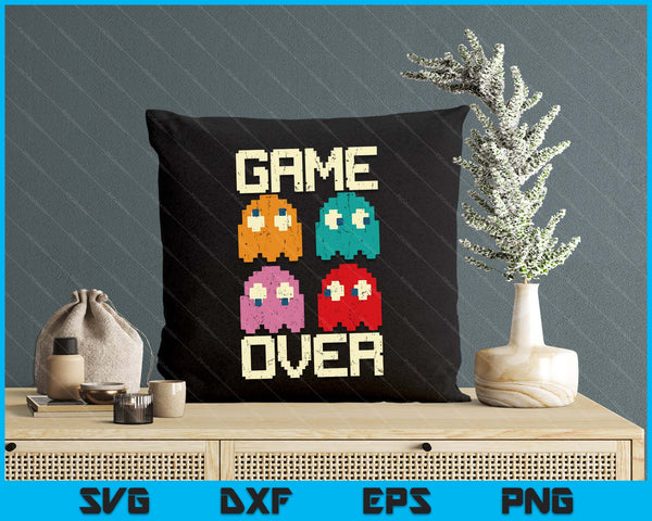 Vintage Game Over 80s Nostalgia Retro Arcade Ghost Old Gamer SVG PNG Digital Printable Files