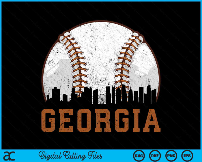 Vintage Georgia Cityscape Baseball SVG PNG Digital Printable Files Vintage Georgia Cityscape Baseball SVG PNG Digital Printable Files