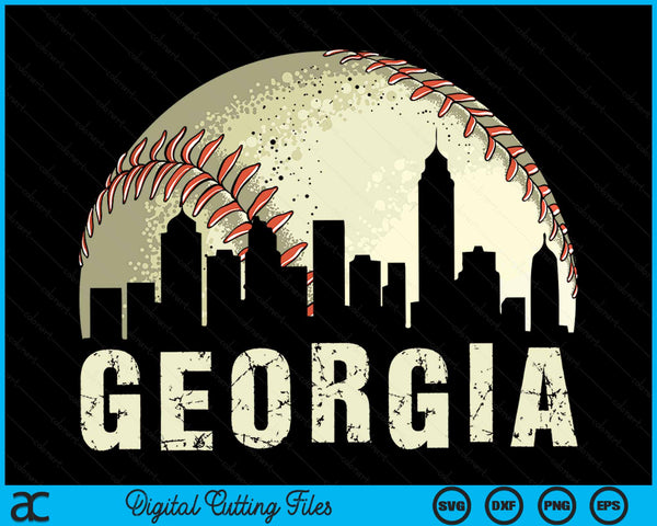 Vintage Georgia Cityscape Baseball Lover SVG PNG Cutting Printable Files