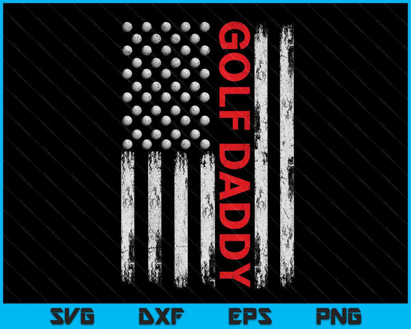 Vintage Golf Daddy USA Flag SVG PNG Digital Printable Files