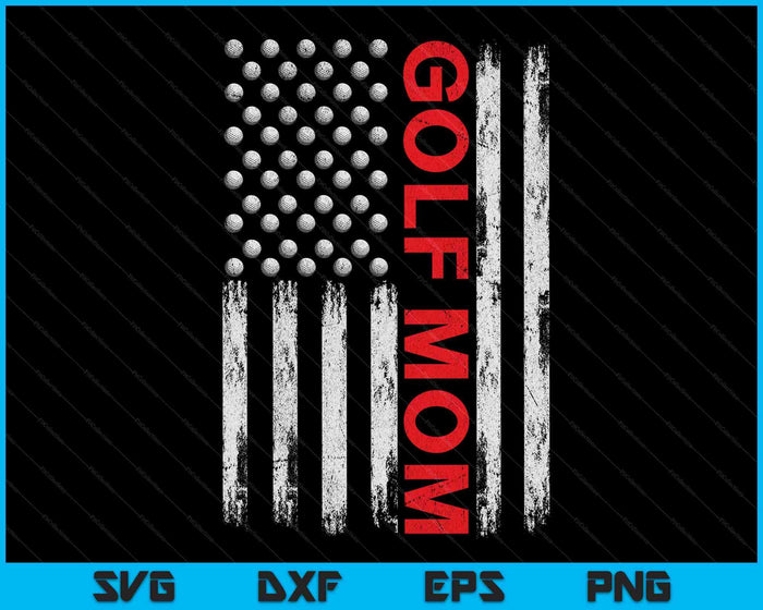 Vintage Golf Mom USA Flag SVG PNG Digital Printable Files Vintage Golf Mom USA Flag SVG PNG Digital Printable Files