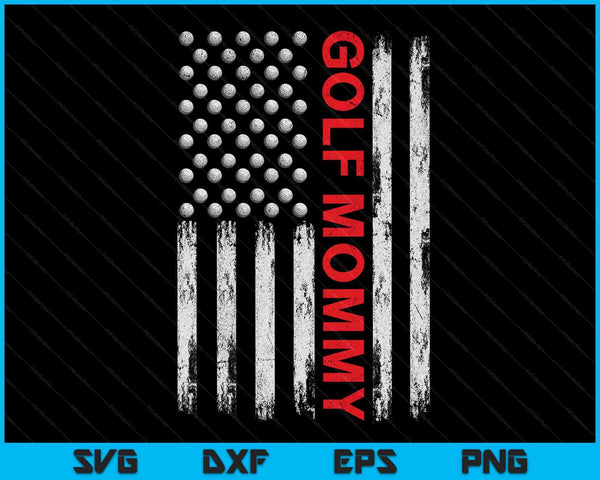 Vintage Golf Mommy USA Flag SVG PNG Digital Printable Files