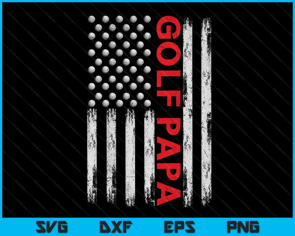 Vintage Golf Papa USA Flag SVG PNG Digital Printable Files