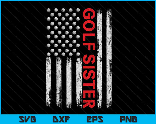 Vintage Golf Sister USA Flag SVG PNG Digital Printable Files