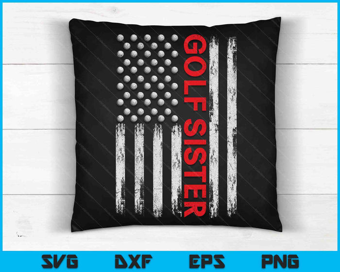 Vintage Golf Sister USA Flag SVG PNG Digital Printable Files Vintage Golf Sister USA Flag SVG PNG Digital Printable Files