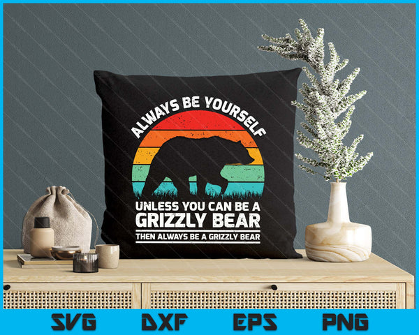 Vintage Grizzly Bear Animal Lover Retro Cute Grizzly Bear SVG PNG Digital Printable Files