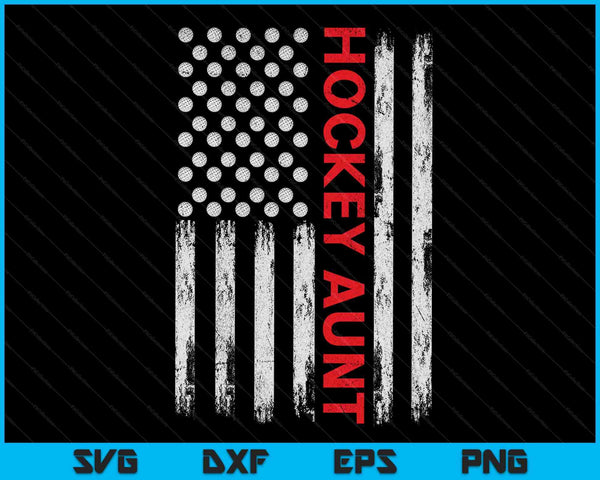 Vintage Hockey Aunt USA Flag SVG PNG Digital Printable Files