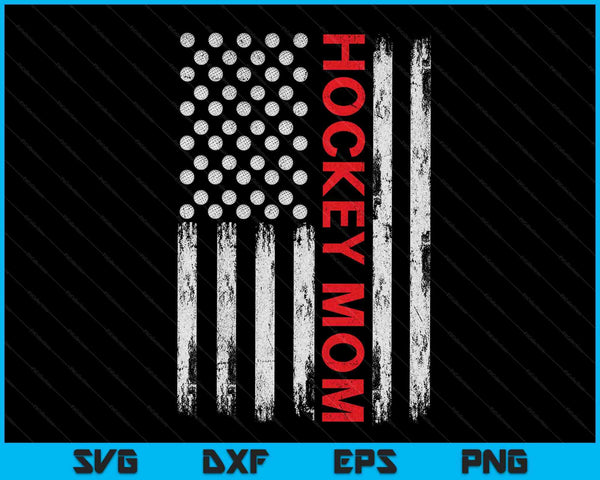 Vintage Hockey Mom USA Flag SVG PNG Digital Printable Files