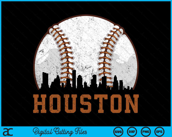 Vintage Houston Cityscape Baseball SVG PNG Digital Printable Files