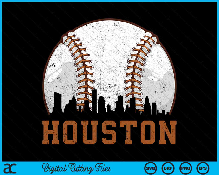 Vintage Houston Cityscape Baseball SVG PNG Digital Printable Files Vintage Houston Cityscape Baseball SVG PNG Digital Printable Files
