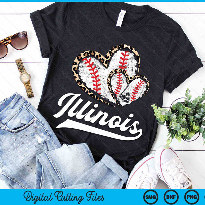 Vintage Illinois Baseball Leopard Heart Baseball Fans SVG PNG Digital Cutting Files Vintage Illinois Baseball Leopard Heart Baseball Fans SVG PNG Digital Cutting Files