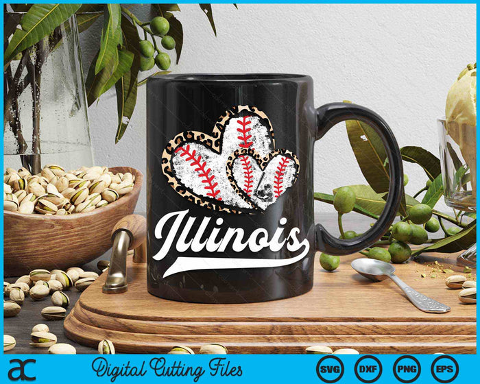 Vintage Illinois Baseball Leopard Heart Baseball Fans SVG PNG Digital Cutting Files Vintage Illinois Baseball Leopard Heart Baseball Fans SVG PNG Digital Cutting Files