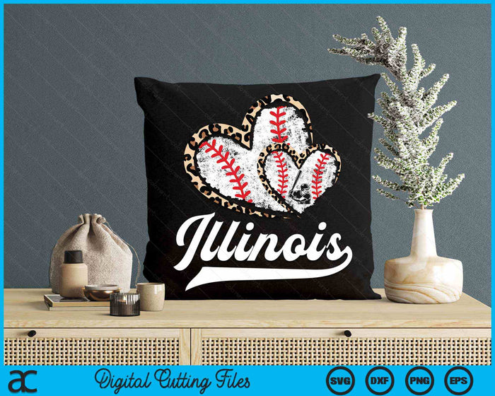 Vintage Illinois Baseball Leopard Heart Baseball Fans SVG PNG Digital Cutting Files Vintage Illinois Baseball Leopard Heart Baseball Fans SVG PNG Digital Cutting Files