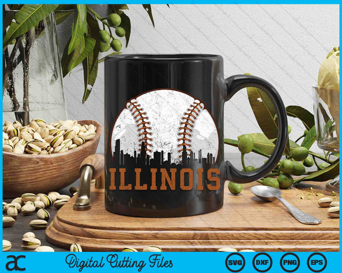 Vintage Illinois Cityscape Baseball SVG PNG Digital Printable Files Vintage Illinois Cityscape Baseball SVG PNG Digital Printable Files