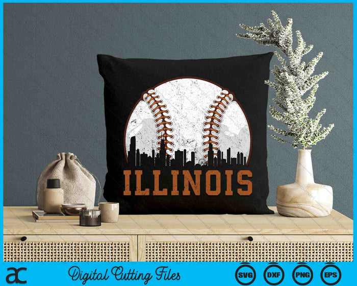 Vintage Illinois Cityscape Baseball SVG PNG Digital Printable Files Vintage Illinois Cityscape Baseball SVG PNG Digital Printable Files